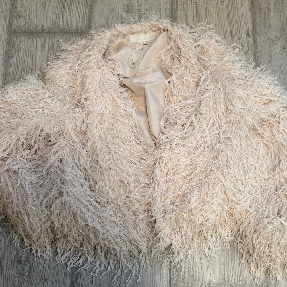 Zara Cream Feather Fringe metallic jacket - Picture 3 of 5